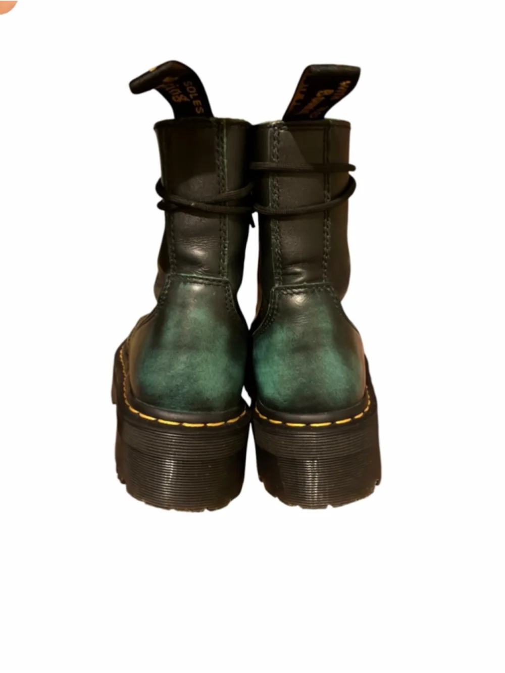 Dr. Martens Jadon Rub off Black Green Platforms Size 8